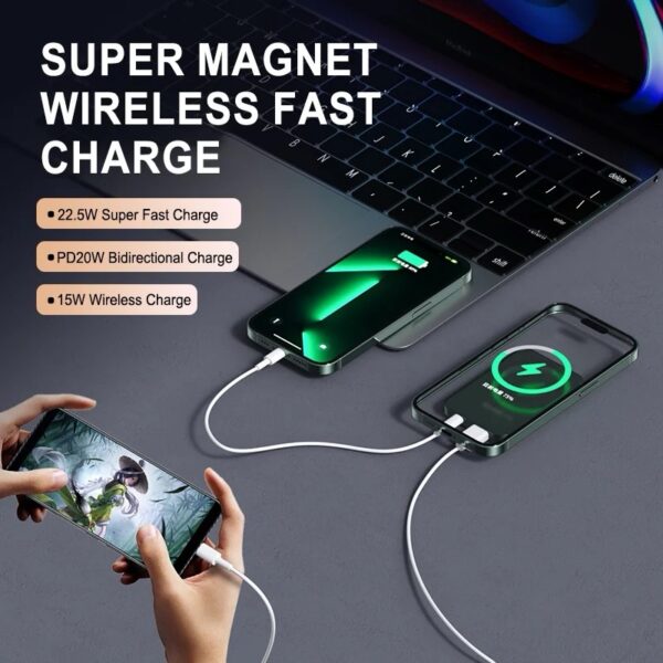 New Arrival 22.5W Magnetic Wireless 10000mAh Power Supply Fast Charging For Mobile Phone Portable Mini Power Bank - Image 5