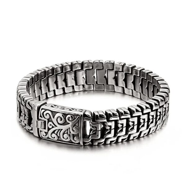 ROYAL FEEL - 14mm Pure Titanium Stainless Steel Bracelet, Silver Chain Bracelet for Men & Boy (8inch) - Image 2