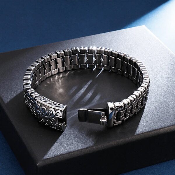 ROYAL FEEL - 14mm Pure Titanium Stainless Steel Bracelet, Silver Chain Bracelet for Men & Boy (8inch) - Image 4