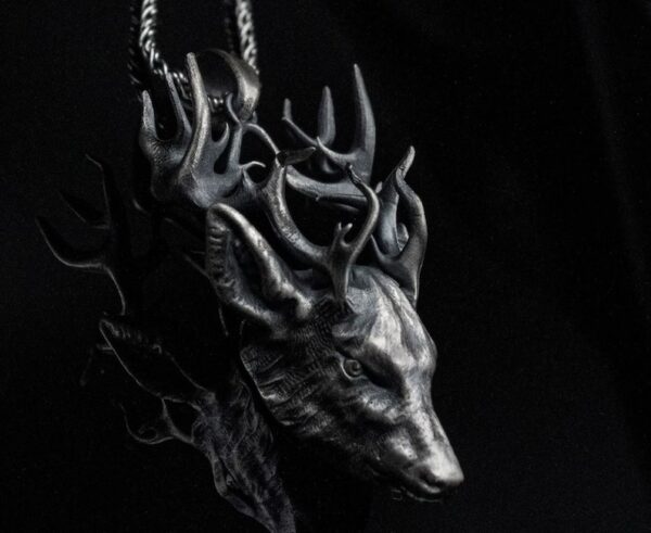 Silver Male Deer Head Necklace Stag Pendant Men's Animal Necklace Women's Gift For Him Birthday Christmas, Nature - Image 7