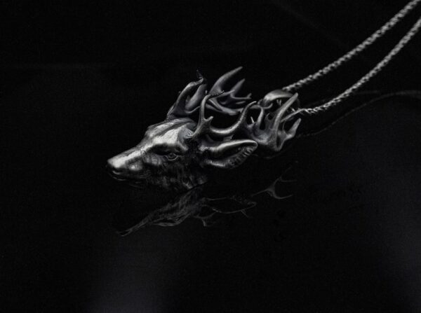 Silver Male Deer Head Necklace Stag Pendant Men's Animal Necklace Women's Gift For Him Birthday Christmas, Nature - Image 8