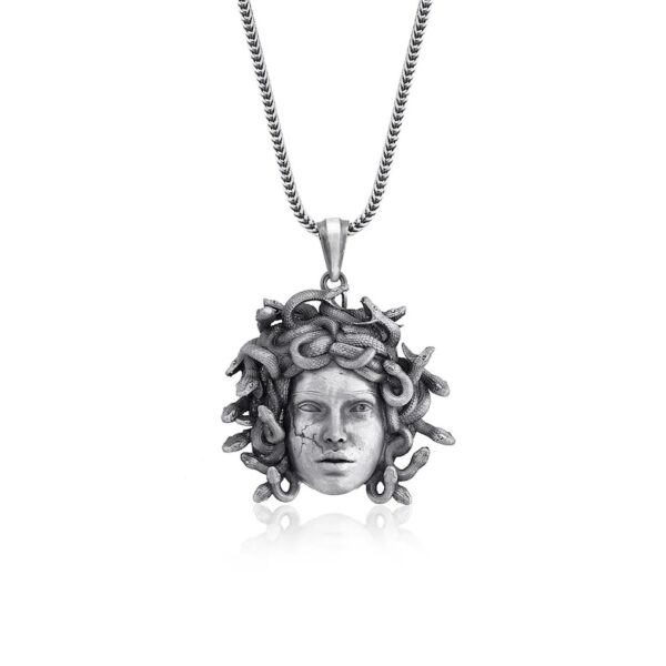 Gorgon Medusa Necklace for Men in Sterling Silver, Greek Mythology Medusa Silver Jewelry, Medusa Pendant, Mythology Necklace, Gift for Him